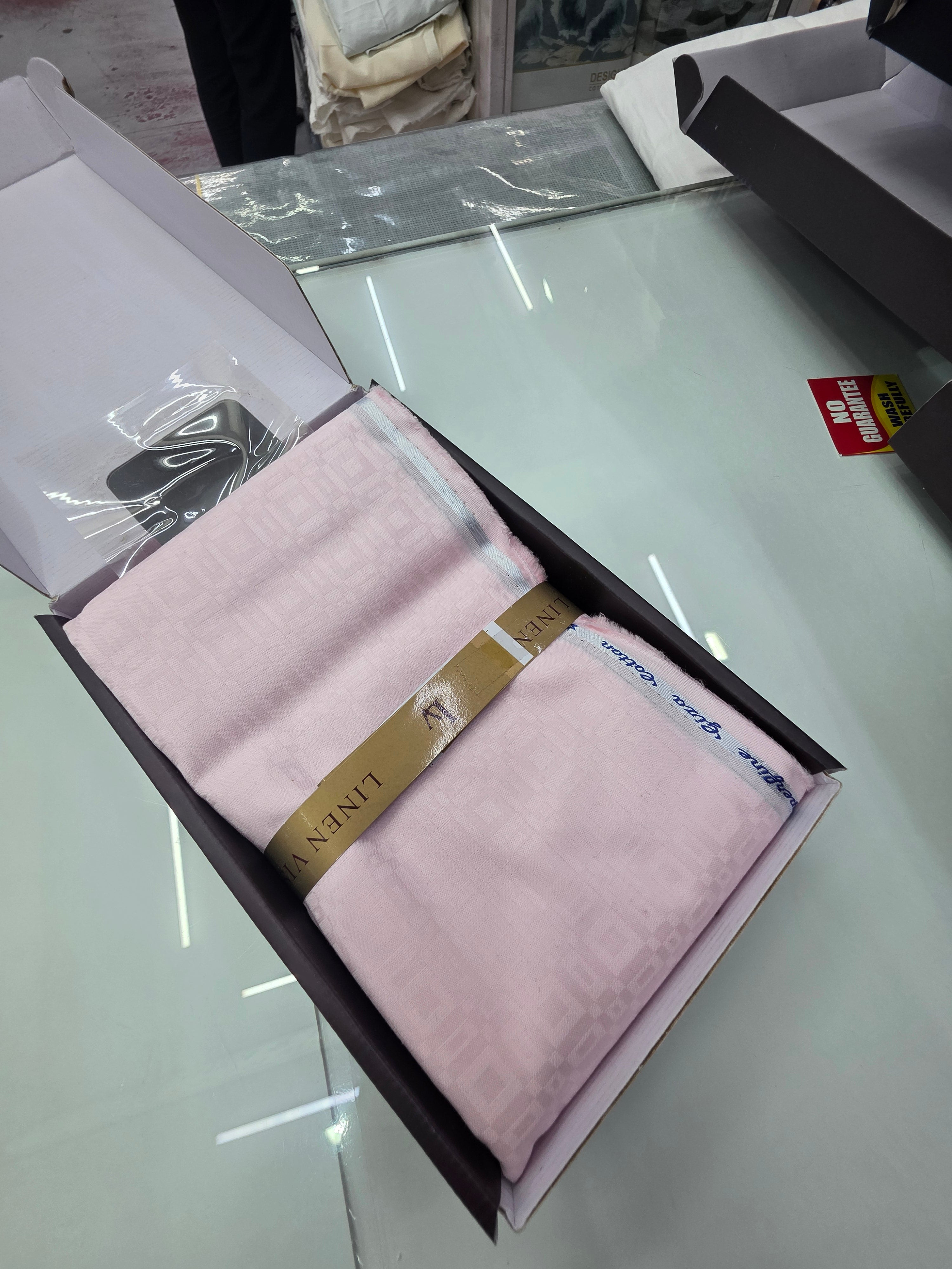 LINEN VISTA BRAND 🔥 PURE GIZA COTTON DOBBY DESIGN SHIRTING MATERIAL 1.6 CUT SPECIAL ✂️ WITH BOX PACKING 📦