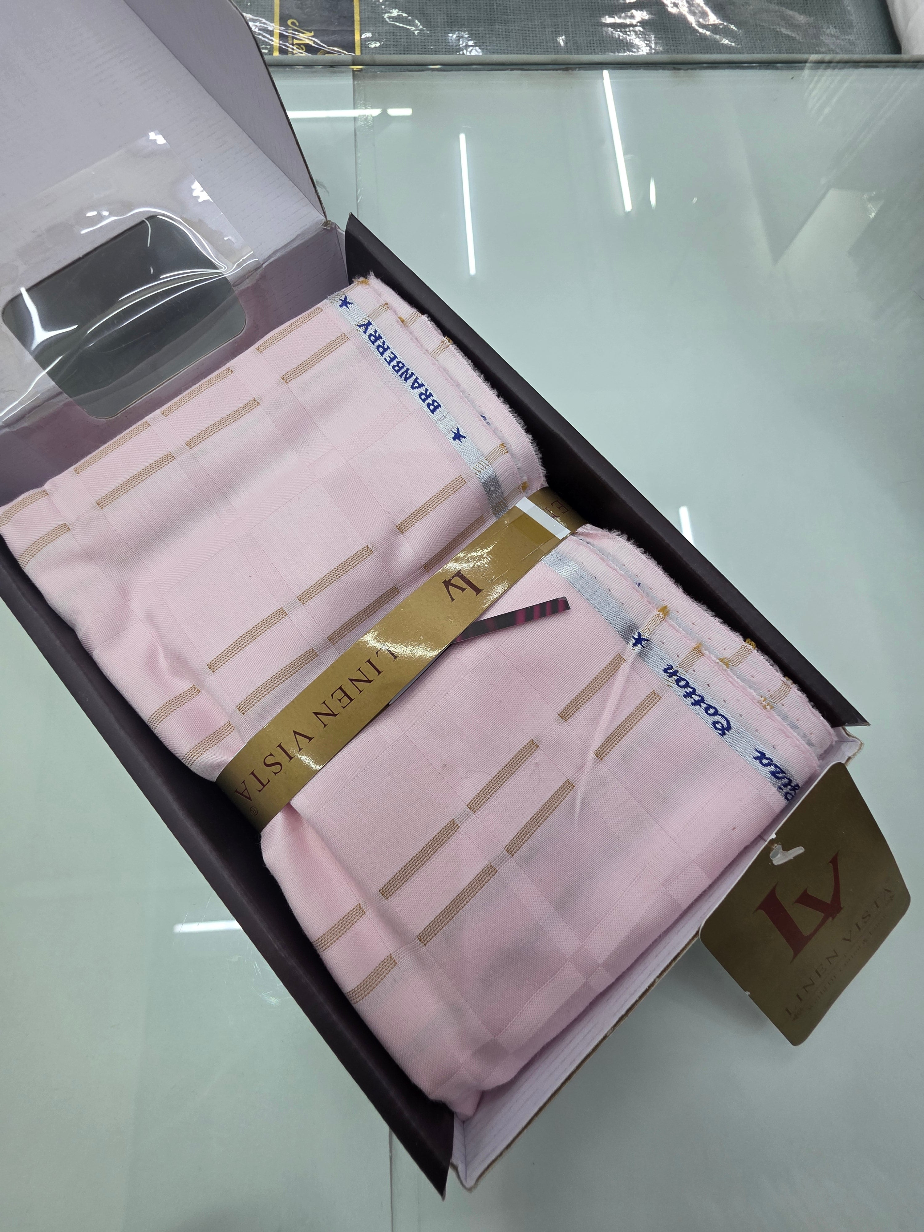 LINEN VISTA BRAND 🔥 PURE GIZA COTTON DOBBY DESIGN SHIRTING MATERIAL 1.6 CUT SPECIAL ✂️ WITH BOX PACKING 📦