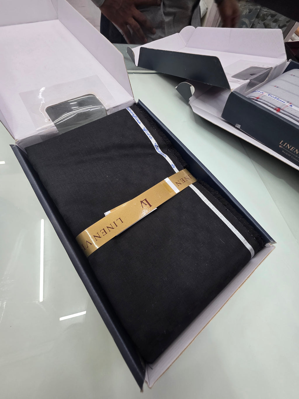 LINEN VISTA BRAND 🔥 PURE GIZA COTTON DOBBY DESIGN SHIRTING MATERIAL 1.6 CUT SPECIAL ✂️ WITH BOX PACKING 📦